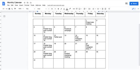 blank calendar template google docs|How to Create a Calendar in Google Docs .